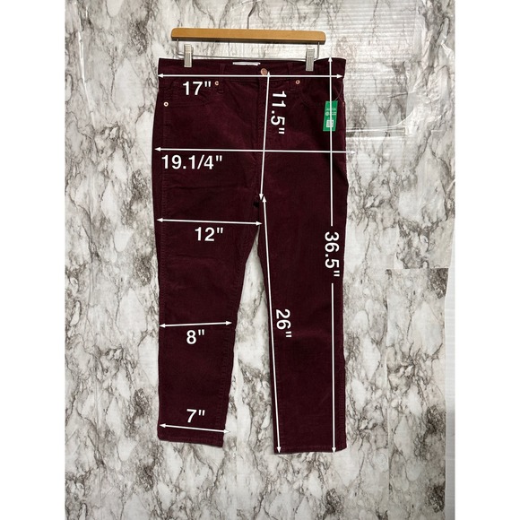 NWT-Gap Vintage Slim High Rise stretch Maroon‎ Corduroy Crop Pant women 31-US 12 - Picture 2 of 10
